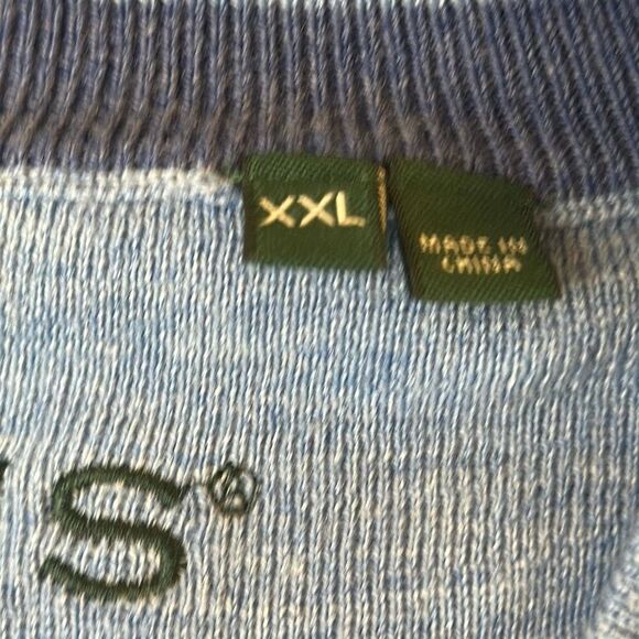 Orvis Mens XXL Blue Merino Wool V Neck Pullover Knit Stretch Sweater 156S READ - Picture 5 of 8